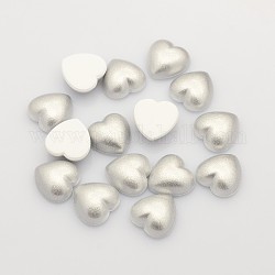 Heart Acrylic Cabochons, Silver, 10x10x3.76~3.84mm