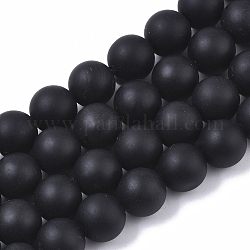 Hilos de abalorios de piedra negro naturales, redondo, negro, 10mm, agujero: 1.2 mm, aproximamente 38 pcs / cadena, 15.35 pulgada