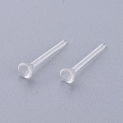 Accessoires de puces d'oreilles en plastique, clair, 3 mm, broche: 0.7 mm, environ 1000 pcs / sac