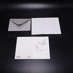 Heißprägepapier Grußkarten, mit Umschlag, zum Muttertag Valentinstag Geburtstag Erntedankfest, Schmetterlingsmuster, 136x195x0.5 mm