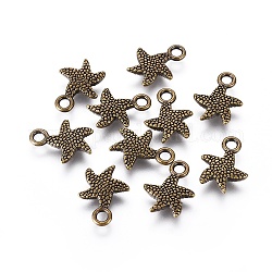 Tibetan Style Alloy Pendants, Starfish/Sea Stars, Cadmium Free & Nickel Free & Lead Free, Antique Bronze, 16.5x12.5x2.5mm, Hole: 1.5mm