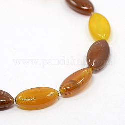 Natural Agate Rice Bead Strands, Dyed, 19x11x6mm, Hole: 1mm, about 19pcs/strand, 14.9inch