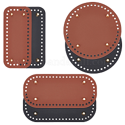 PH PandaHall 6pcs Leather Purse Bottom for Crochet, 3 Shapes Bag Bottoms PU Leather Knitting Crochet Bags Bottom Shaper Cushion Base with Holes for DIY Bag Shoulder Bags Purse Making, Black/Brown