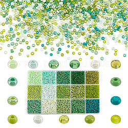 Ph pandahall 12000pcs perles de rocaille vertes de 2 mm, 12/0 perles de rocaille en verre rondes, perles de taille, mini perles d'espacement, petites perles pour boucles d'oreilles, bracelets, colliers, chaîne de lunettes, bijoux, bricolage, fabrication artisanale