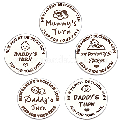 Creatcabin monete commemorative in acciaio inossidabile da 5 pz 5 stile, doppia faccia, piatta e rotonda con pattern, Modelli misti, 29.5x1.5mm, 1pc / style