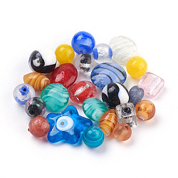 Handmade Lampwork Beads, Assorted Shapes, Mixed Color, about 4~20mm wide, 4~20mm long, hole: 1~2.5mm