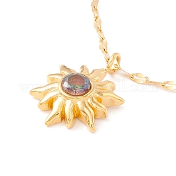 Halskette mit Sonnenanhänger aus Zirkonia für Damen, golden, 15.94 Zoll (40.5 cm)