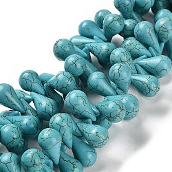 Chapelets de perle en howlite synthétiques, teinte, larme, turquoise, 17.5~18.5x10~10.5mm, Trou: 1mm, environ 255~295 pcs/500 g