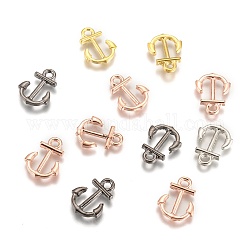 Anchor Brass Pendants, Mixed Color, 16x11.5x1.8mm, Hole: 2mm