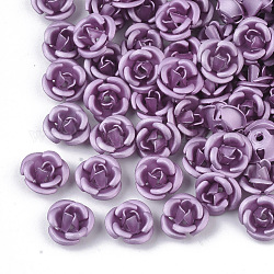 Aluminium-Perlen, matt, langlebig plattiert, 3-Blütenblatt Blüte, Violett, 6x4.5 mm, Bohrung: 0.8 mm