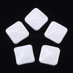 Cabuchones de resina, de piedras preciosas de imitación, cuadrado, blanco, 10x10x4mm