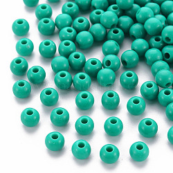 Opake Legierung Perlen, Runde, hellgrün, 6x5 mm, Bohrung: 1.8 mm, ca. 4400 Stk. / 500 g