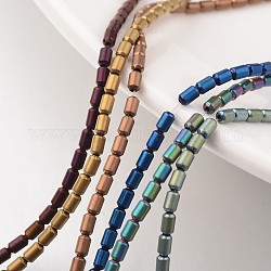 Chapelets de perles en hématite synthétique sans magnétique, mat, colonne, couleur mixte, 4x2mm, Trou: 1mm, Environ 112 pcs/chapelet, 15.7 pouce