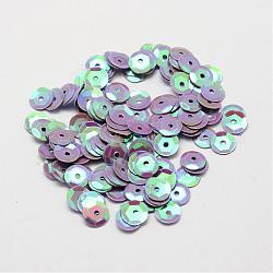 Perles de paillette en plastique, perles de paillettes semi-calottes, le trou central, lilas, 12x0.5mm, Trou: 1mm
