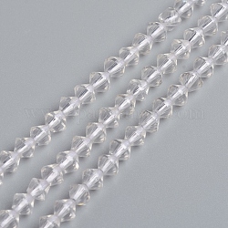 Quarzo naturale perline di cristallo fili, perle di cristallo di rocca, bicono, 3.9~4x4mm, Foro: 0.8 mm, circa 99pcs/filo, 15.16 pollice (38.5 cm)