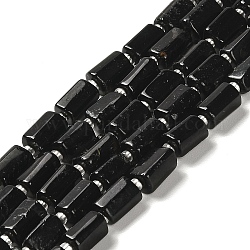 Natürliche schwarze Turmalin Perlen Stränge, mit Glasperlen, facettiert, Kolumne, 8.5~11x5.5~6.5 mm, Bohrung: 1 mm, ca. 14~15 Stk. / Strang, 7.48'' (19 cm)