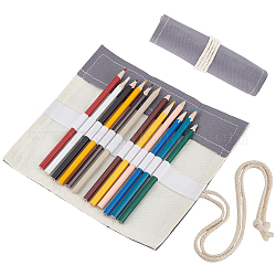 Nbeads rotolo di matita in tela fatto a mano avvolgere 12 fori, astuccio multiuso arrotolabile, tenda della penna, per l'organizzatore portamatite da colorare, grigio, 20.2x22.2x0.4cm