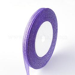 Glitter Metallic Ribbon, Sparkle Ribbon, with Silver Metallic Cords, Valentine's Day Gifts Boxes Packages, Purple, 1/4 inch(6mm), about 33yards/roll(30.1752m/roll), 10rolls/group