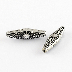 Antique Acrylic Beads, Rhombus, Antique Silver, 34x10x8mm, Hole: 2mm, about 365pcs/500g