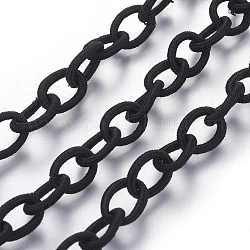 Anello di catene di cavi di seta fatti a mano di colore nero, ovale, 8~9x11~13x2mm, su 85 cm / strand, 33.5 pollice