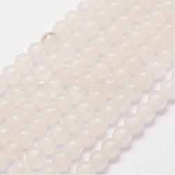 Chapelets de perles de jade blanche naturelle, ronde, 3mm, Trou: 0.5mm, Environ 125 pcs/chapelet