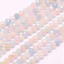 Chapelets de perles en morganite naturelle, facette, ronde, 4mm, Trou: 0.5mm, Environ 96 pcs/chapelet, 15.7 pouce (40 cm)