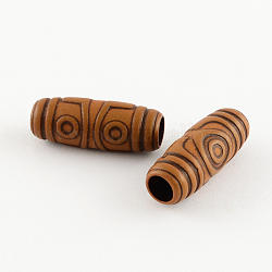 Perles acryliques de bois imitation, Perles avec un grand trou   , ovale, selle marron, 27x11mm, Trou: 6mm