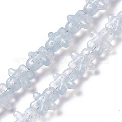 Perles de verre galvanoplastiques plaquées lustre nacré, homme au gingembre, pour noël, alice bleu, 15x14x7mm, Trou: 1mm, Environ 45 pcs/chapelet, 24.80''~25.20'' (63~64 cm)