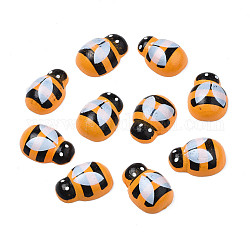 Spray Painted Wooden Cabochons, Printed, Bees, Orange, 18.5~19.5x13~14x5.5~7mm
