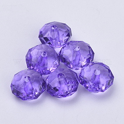 透明なアクリルビーズ  多面カット  ロンデル  青紫色  11.5x7mm  穴：2mm  約925個/500g