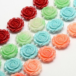 Synthetic Coral Beads Strands, Dyed, Rose, Mixed Color, 30x10mm, Hole: 1mm, about 12pcs/strand, 15.75inch