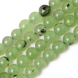 Naturchalcedon Perlenstränge, gefärbt und erhitzt, Nachahmung Prehnit Farbe, Runde, gelb-grün, 6~6.5 mm, Bohrung: 1 mm, ca. 64 Stk. / Strang, 15.16 Zoll (38.5 cm)