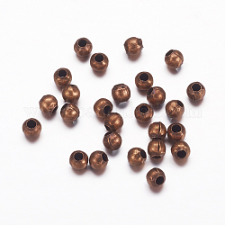 Les séparateurs perles rondes, Sans cadmium & sans nickel & sans plomb, fer, cuivre rouge, environ 2 mm de diamètre, Trou: 0.8mm, environ 668 pcs/10 g