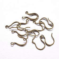 Ganci di orecchini in ottone, con anello orizzontale, nichel libero, bronzo antico, 15x10x1.5mm, Foro: 1 mm