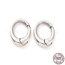 925 Sterling Silver Spring Gate Rings, Oval, Antique Silver, 12.5x9.5x3mm, Inner Diameter: 8x6mm