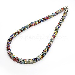 Colliers de perles en verre à facettes, avec grade A de l'alliage une montre de strass fermoirs de bande, platine, couleur mixte, 17.7 pouce
