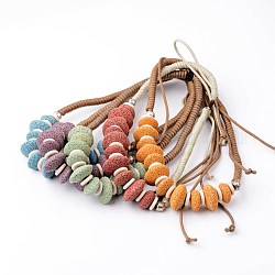 Colliers à bretelles en pierre de lave naturelle, avec cordon ciré et turquoise, couleur mixte, 18.1 pouce