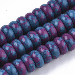Синтетических нитей бирюзовые бусы, окрашенные, рондель, фиолетовые, 14x7 мм, отверстие : 1.8 мм
