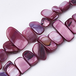Shell perle d'acqua dolce fili, tinto, pepite, rosa antico, 6~25x4~14x3~7mm, Foro: 1 mm, circa 96~100pcs/filo, 31.4 pollice