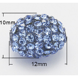 Abalorios de resina de Diamante de imitación, oval, azul aciano, 12x10mm, agujero: 1.5 mm