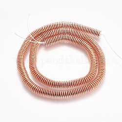 Electroplate Non-magnetic Synthetic Hematite Beads Strands, Heishi Beads, Disc/Flat Round, Rose Gold Plated, 6x1mm, Hole: 1mm, about 278~290pcs/strand, 15.5 inch~15.9 inch
