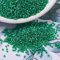 Cuentas de miyuki delica, cilindro, Abalorios de la semilla japonés, 11/0, (db0858) mate transparente verde ab, 1.3x1.6mm, agujero: 0.8 mm, aproximamente 20000 unidades / bolsa, 100 g / bolsa