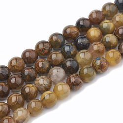Brins de perles de pietersite naturelles, teinte, ronde, 8~9mm, Trou: 1mm, Environ 45~48 pcs/chapelet, 15.7 pouce