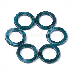 Acryl-Perlenrahmen, Nachahmung Edelstein-Stil, Ring, blaugrün, 41x4.5 mm, Bohrung: 2 mm, ca. 130 Stk. / 500 g