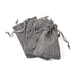 Polyester Imitation Burlap Packing Pouches Drawstring Bags, for Christmas, Wedding Party and DIY Craft Packing, Gray, 12x9cm