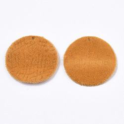 Colgantes de aleación flocky, plano y redondo, naranja, 30x2.5mm, agujero: 1.8 mm