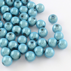 Spray Painted Acrylic Beads, Miracle Beads, Round, Bead in Bead, Cadet Blue, 18mm, Hole: 1.5~2mm, about 174pcs/500g