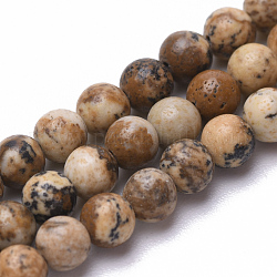 Chapelets de perles en jaspe avec images naturelles, ronde, 3mm, Trou: 0.5mm, Environ 130 pcs/chapelet, 16.3 pouce