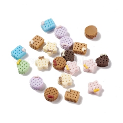 Cabochon decoden in resina opaca forme miste di biscotti, cibo imitazione, colore misto, 13x10~13x6.5~7mm