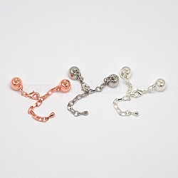 Iron Chain Extender with Brass Lobster Claw Clasps and Column Cord Ends, Nickel Free, Mixed Color, 85mm, Hole: 8mm